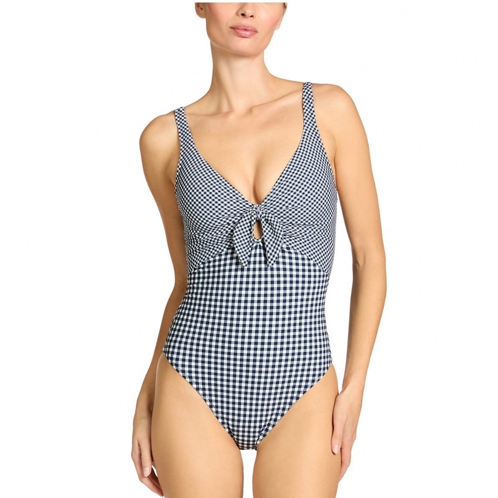 Robin Piccone Brigitte Underwire One Piece Swimsuit Navy Gingham 263816 Size 8